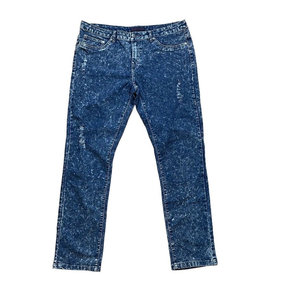 O.S.C. Women's Acid Wash Stretch Skinny Jeans‎ Size 20 Distressed Stone Wash 37"